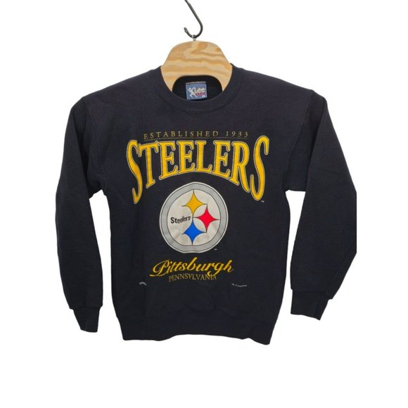 Lee Sport VTG NFL Pittsburgh Steelers Black Crewneck Sweatshirt 90s Football USA - Picture 4 of 13